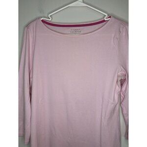 TALBOTS The Talbots Tee Womens M Light Pink 3/4 Slv Stretch Knit